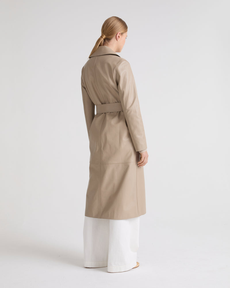 Long leather trench coat