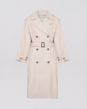 Long belted trench coat in lamb leather