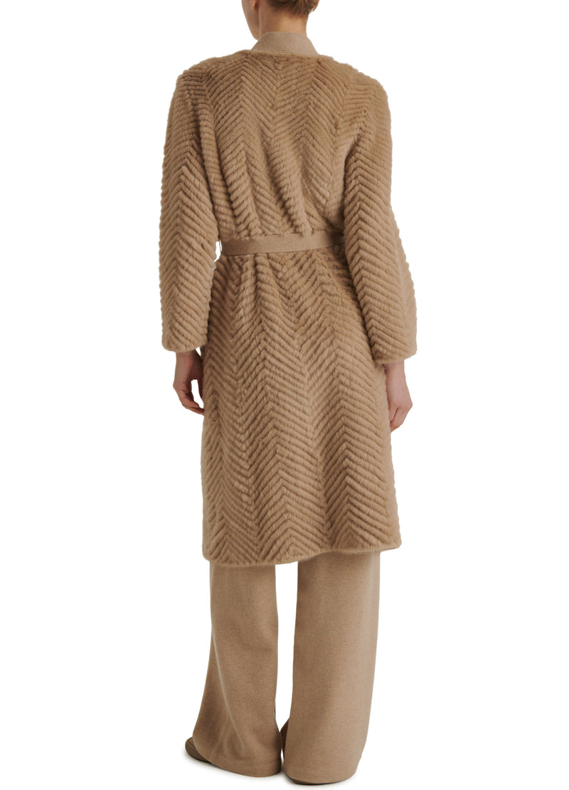 Merino knit and mink long coat