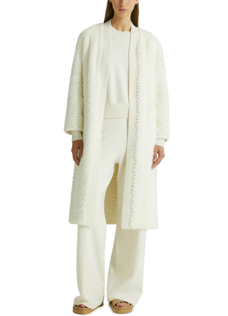 Merino knit and mink long coat