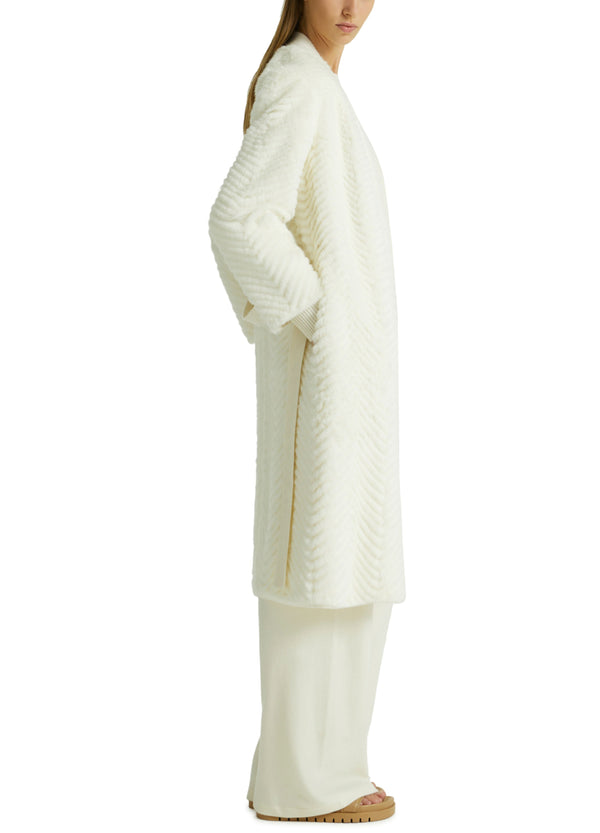 Merino knit and mink long coat