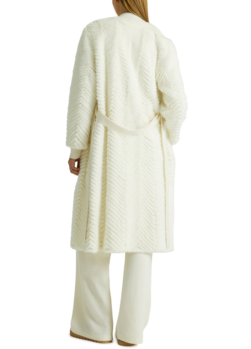 Merino knit and mink long coat