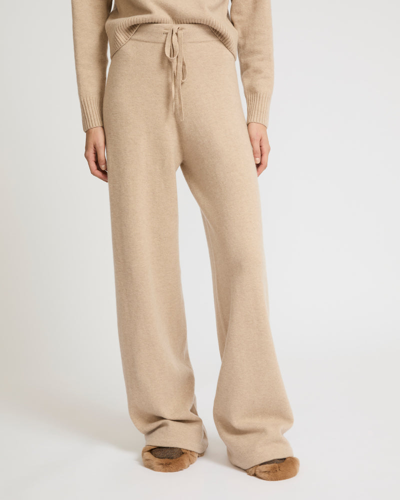 Merino knit wide leg trousers - beige - Yves Salomon