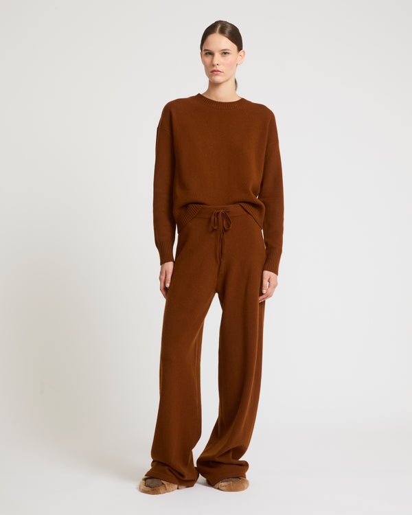 Merino knit wide leg trousers-Yves Salomon-Winter sale & boxing day