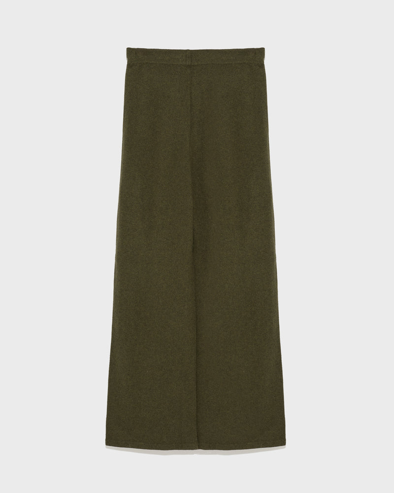 Merino knit wide leg trousers - khaki - Yves Salomon