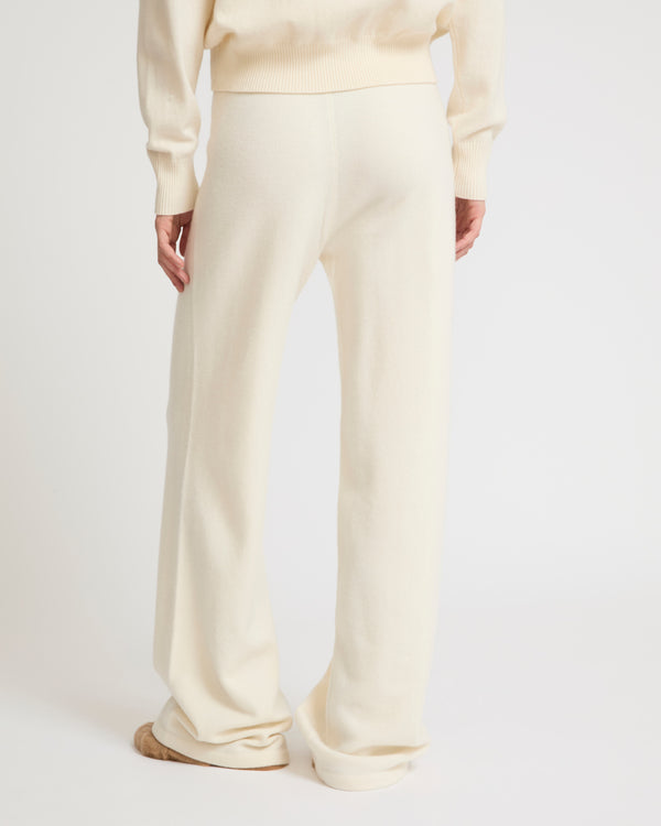 Merino knit wide leg trousers - white - Yves Salomon