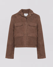 Cropped jacket in double-sided velour lamb leather