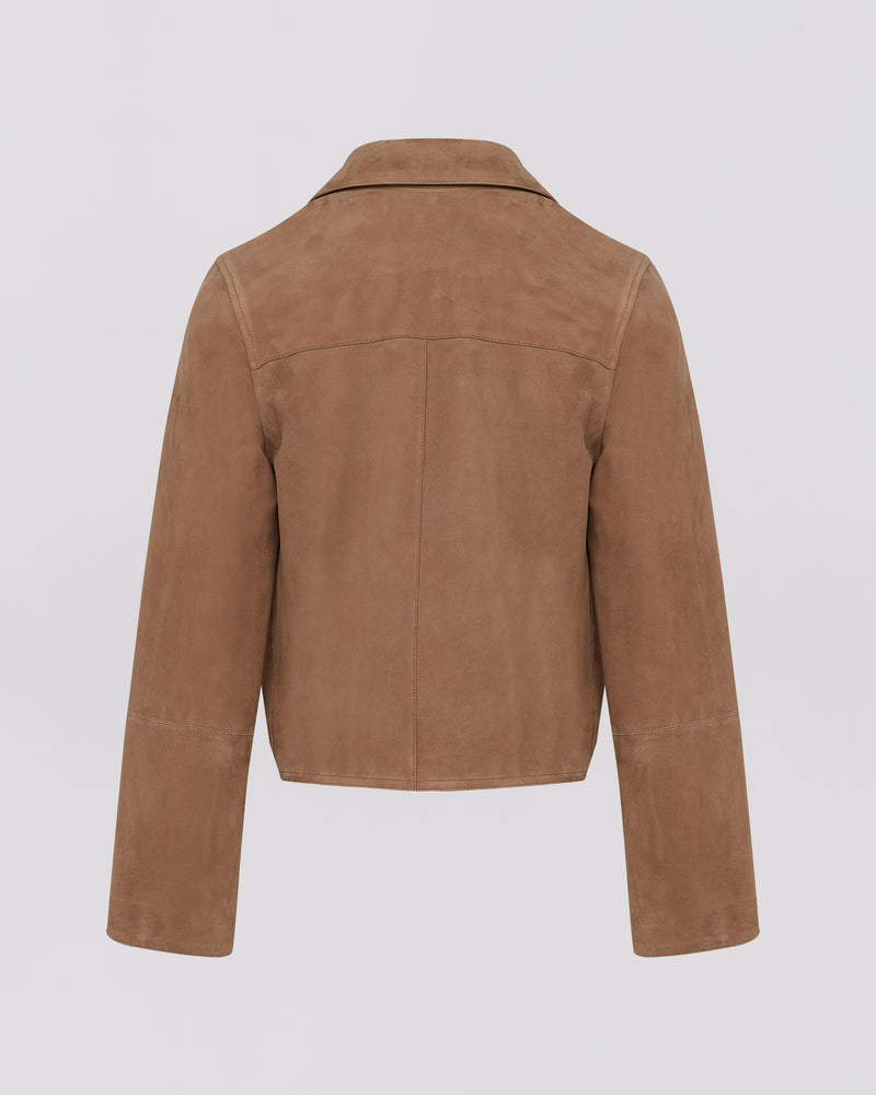 Cropped jacket in double-sided velour lamb leather