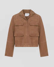 Cropped jacket in double-sided velour lamb leather