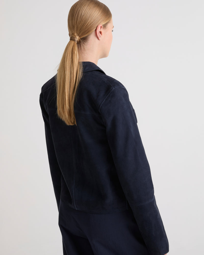 Cropped jacket in double-sided velour lamb leather