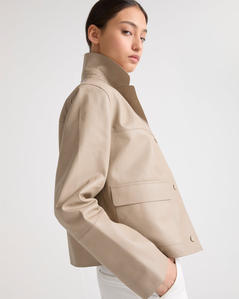 Short leather jacket - beige - Yves Salomon