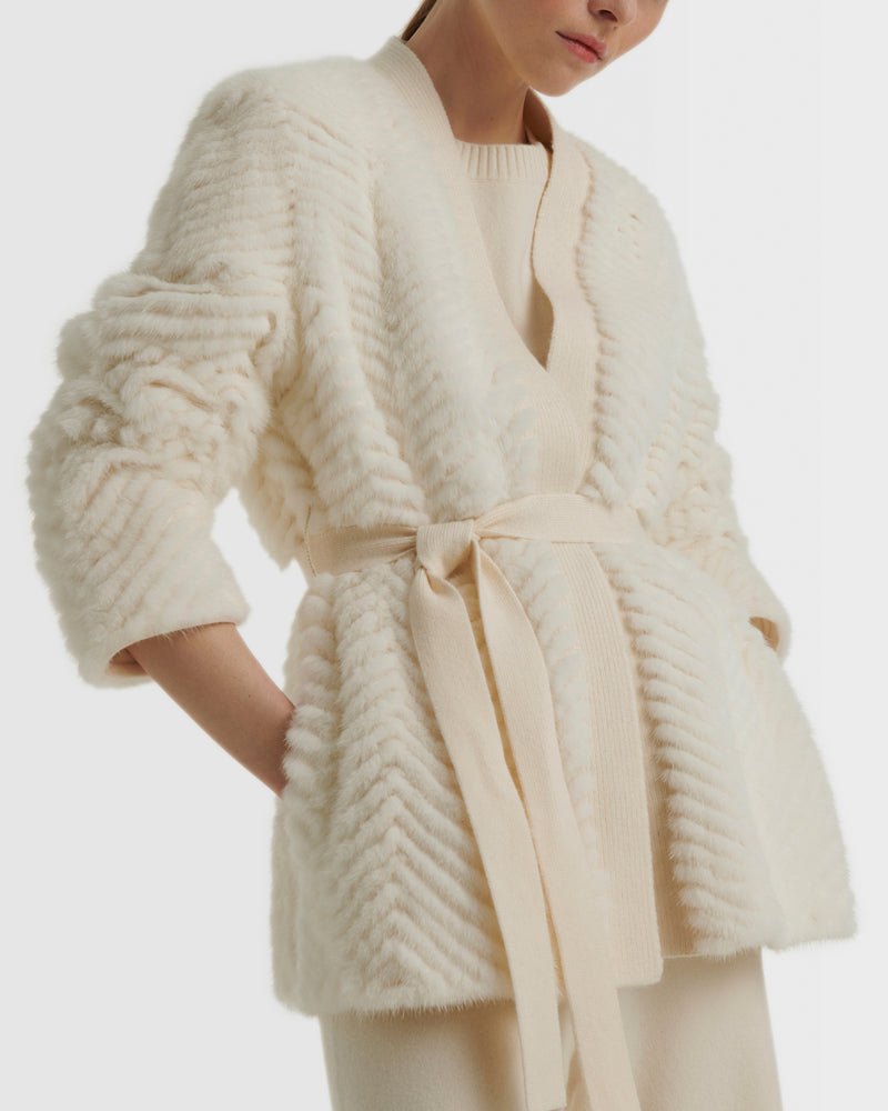 Merino knit and mink jacket