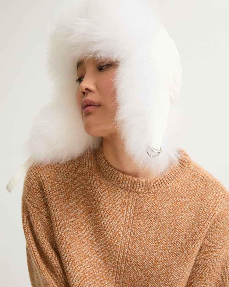 Technical fabric and cashmere ushanka - white - Yves Salomon