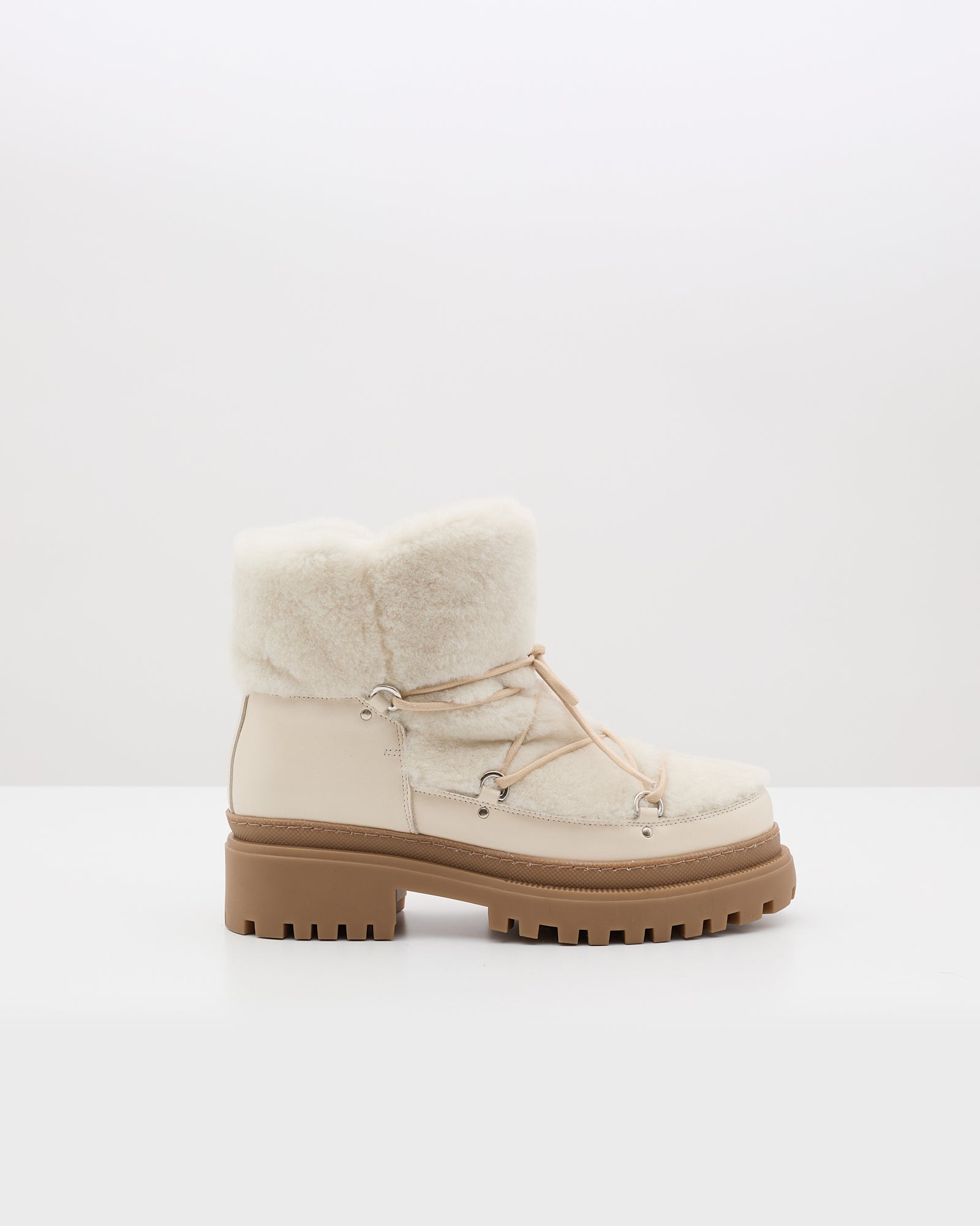 Lace up mid length shearling boots white Yves Salomon Yves Salomon UK