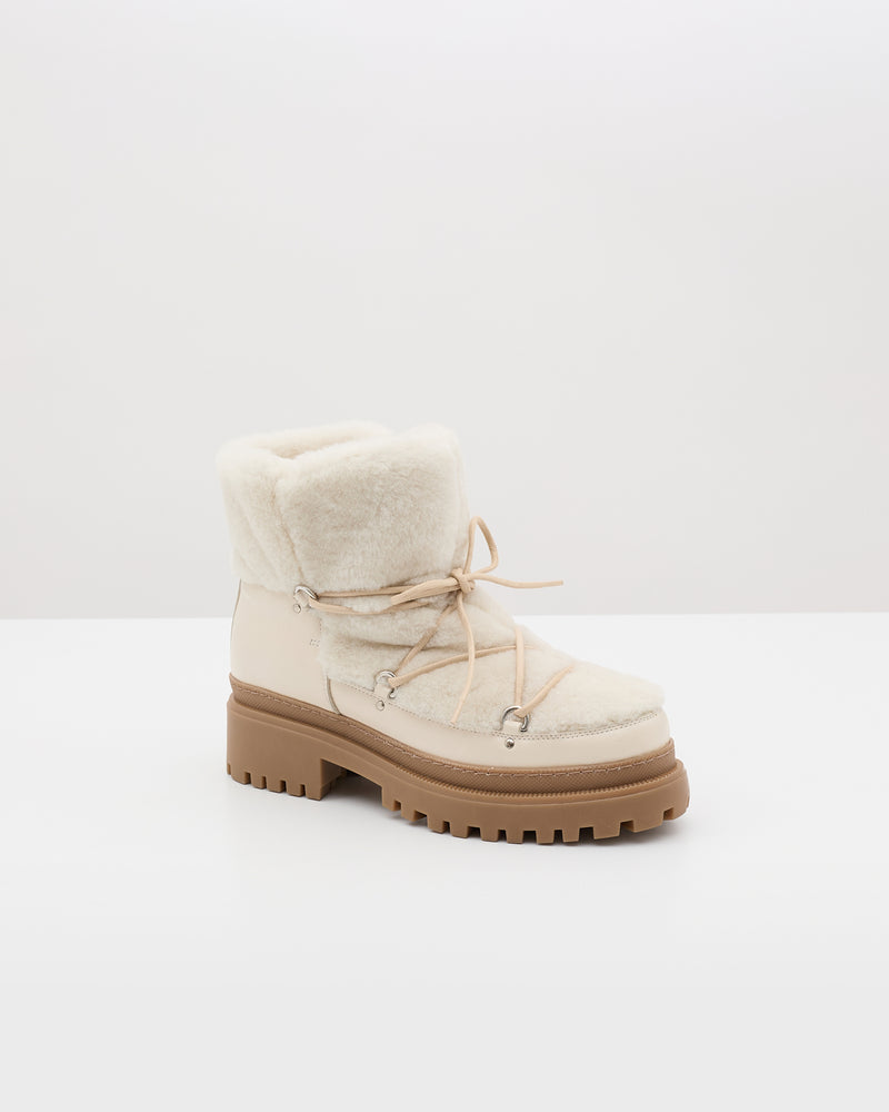 Lace-up mid-length shearling boots - white - Yves Salomon