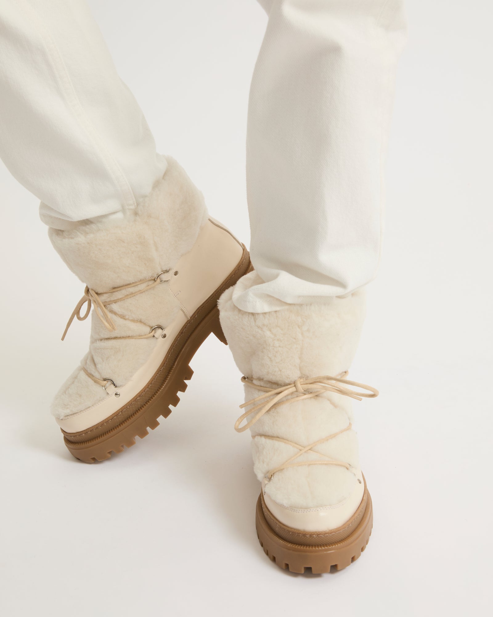 Shearling lace up boots on sale