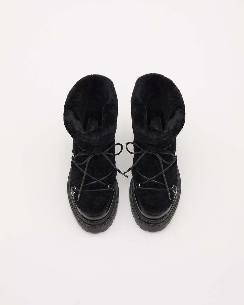 Lace-up mid-length shearling boots