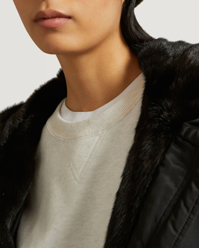 Long bomber parka with mink fur-Yves Salomon-Winter sale & boxing day