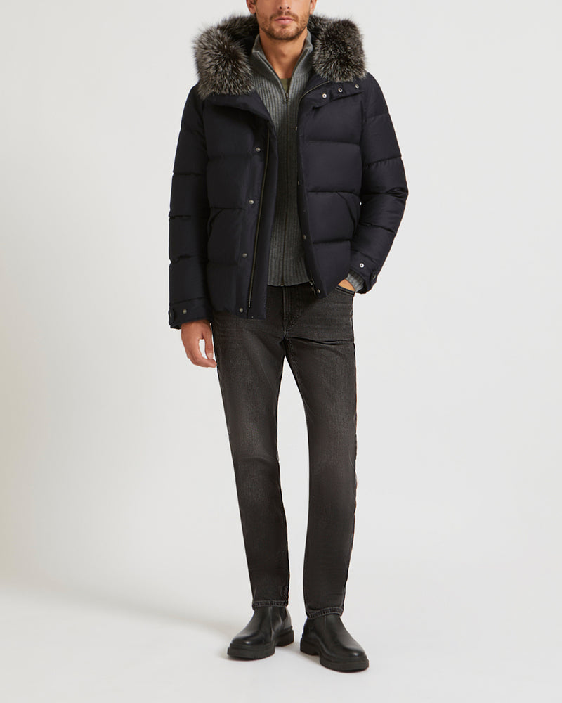 Loro Piana Fabric Down Jacket With Fox Fur Trim-Yves Salomon-Winter sale & boxing day