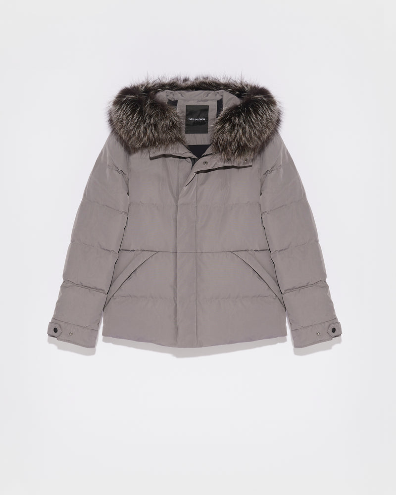 Short Down Jacket with Fox Trim-Yves Salomon-Winter sale & boxing day