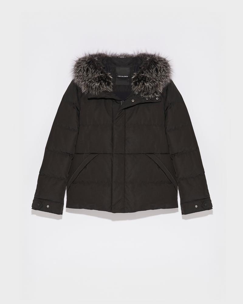 Short Down Jacket with Fox Trim-Yves Salomon-Winter sale & boxing day