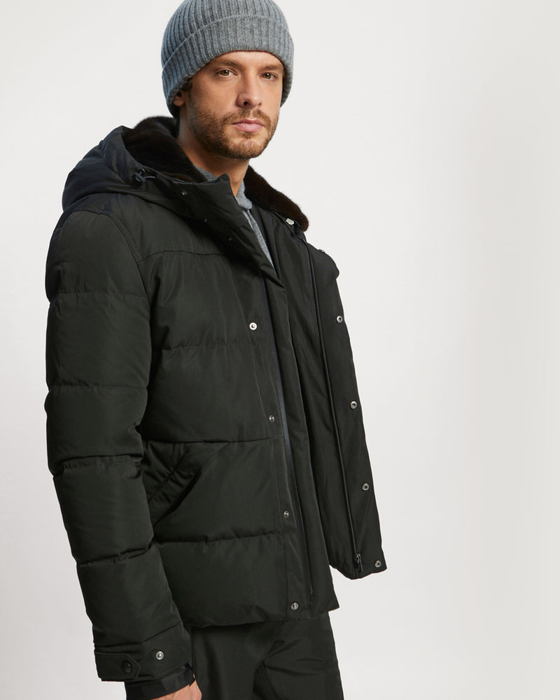 Ski Down Jacket With Mink Fur Trim