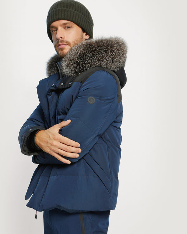 Ski Down Jacket With Fox Fur Trim