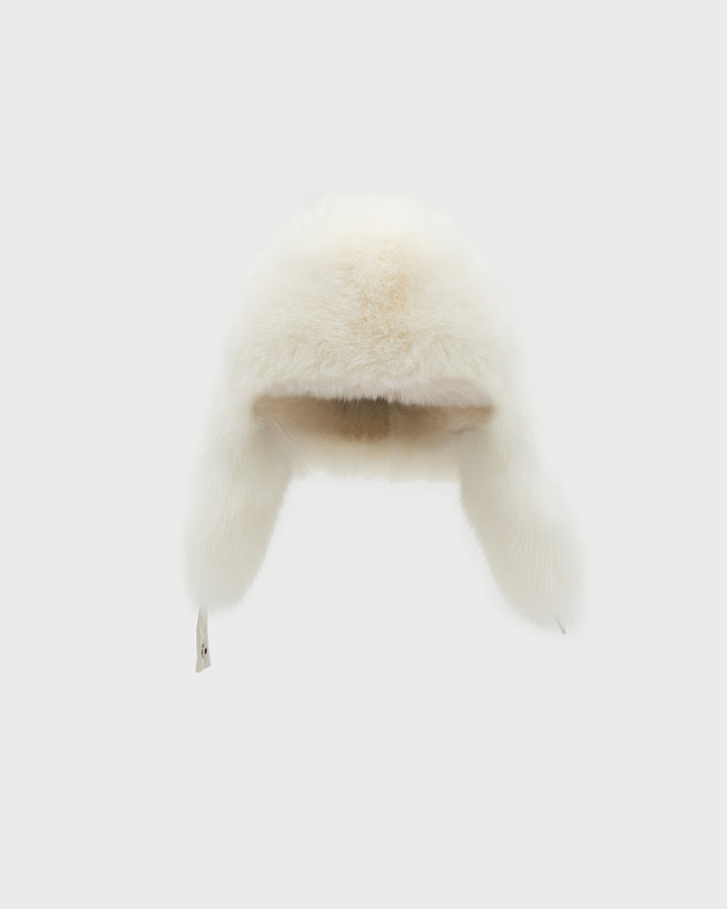 Technical fabric ushanka with fox fur - White - Yves Salomon Women