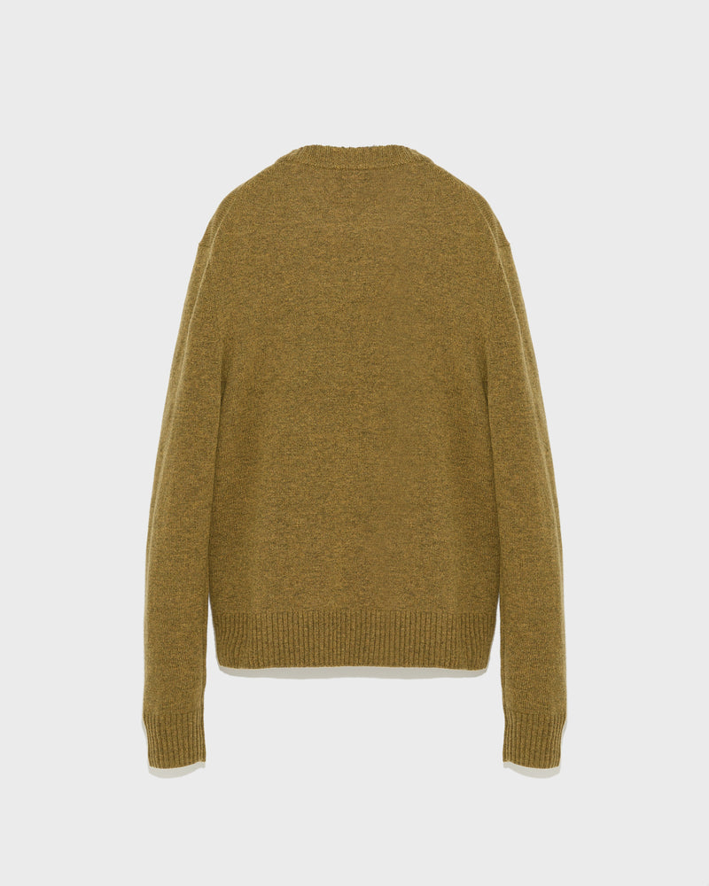 Wool-cashmere knit crew neck jumper - camel - Yves Salomon