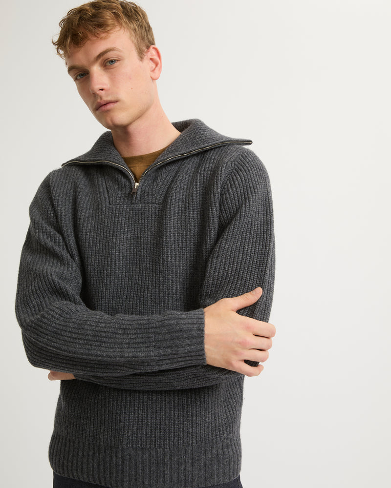 Zip-front sweater - grey - Yves Salomon