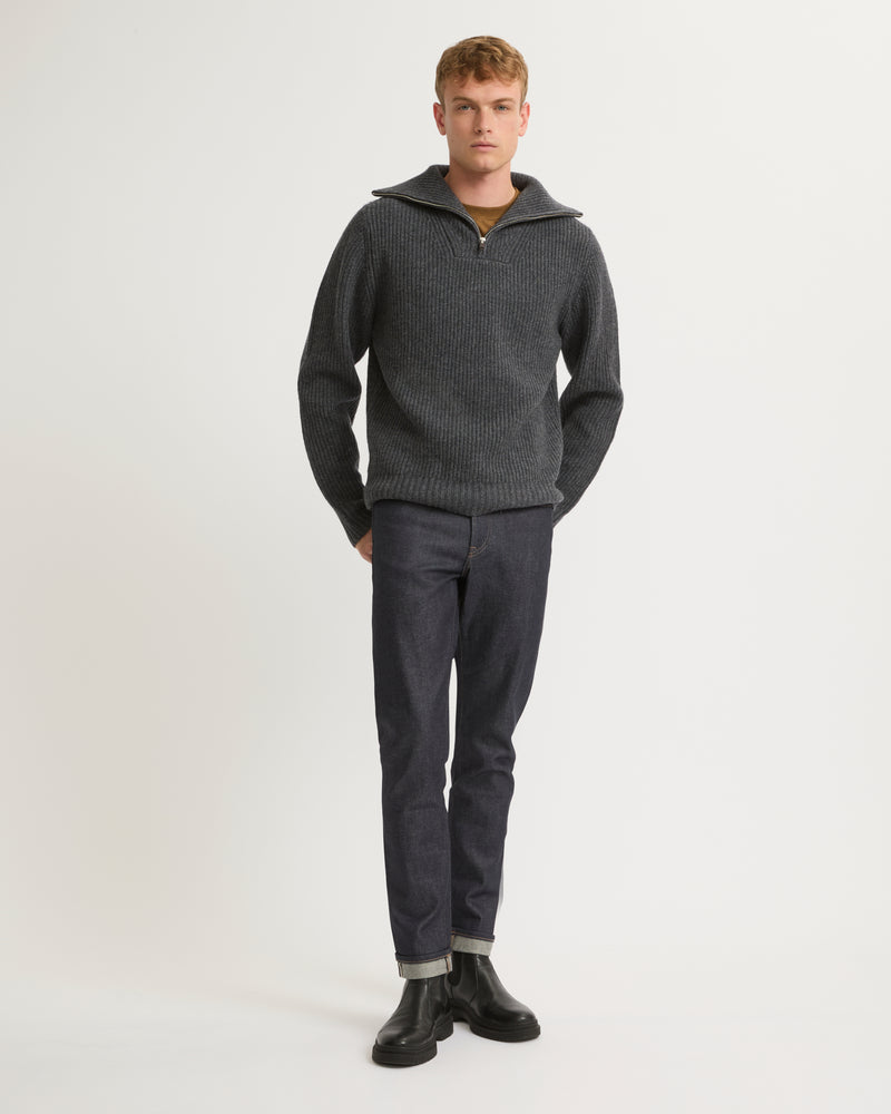 Zip-front sweater - grey - Yves Salomon