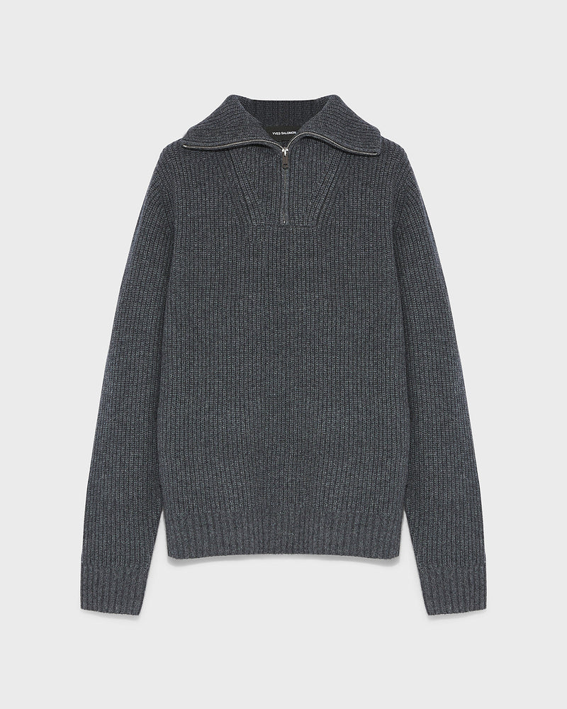 Zip-front sweater - grey - Yves Salomon