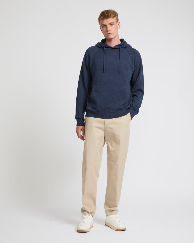 Knit hoodie - navy - Yves Salomon