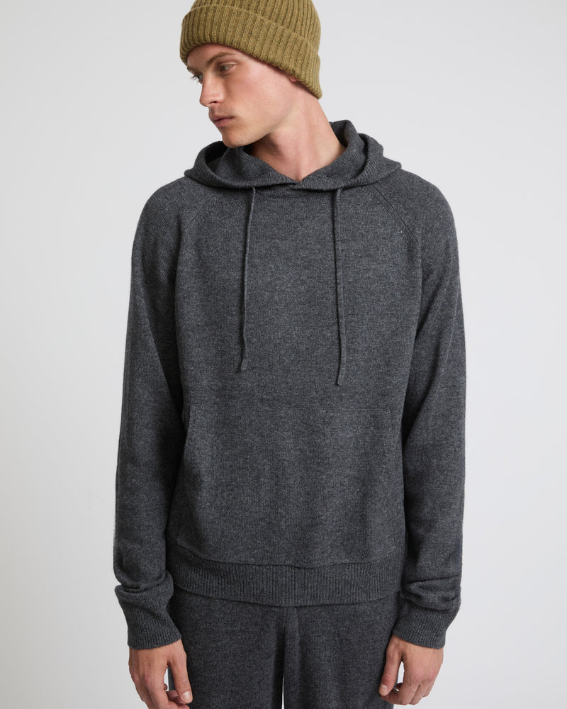 Knit hoodie - grey - Yves Salomon