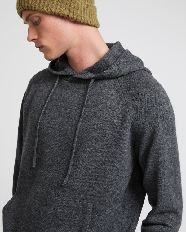 Knit hoodie - grey - Yves Salomon