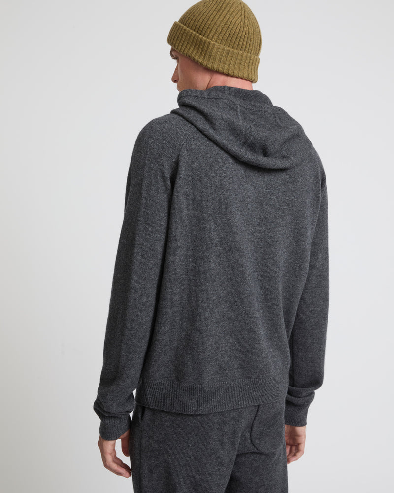 Knit hoodie - grey - Yves Salomon