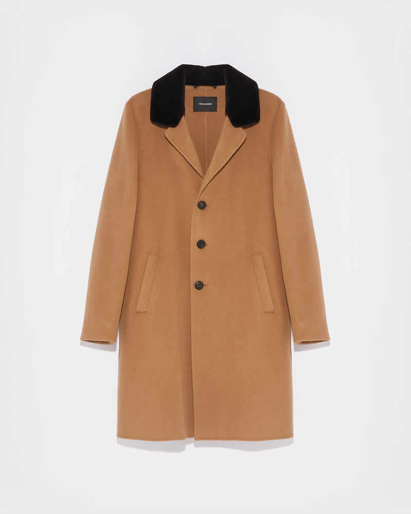 Double-Sided Wool-Cashmere Fabric Coat With Mink Collar-Yves Salomon-Winter sale & boxing day