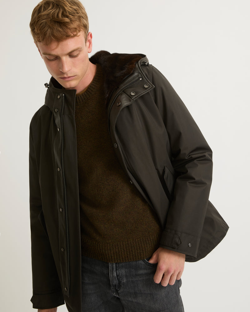 Fitted Parka In Technical Gabardine And Mink - brown - Yves Salomon