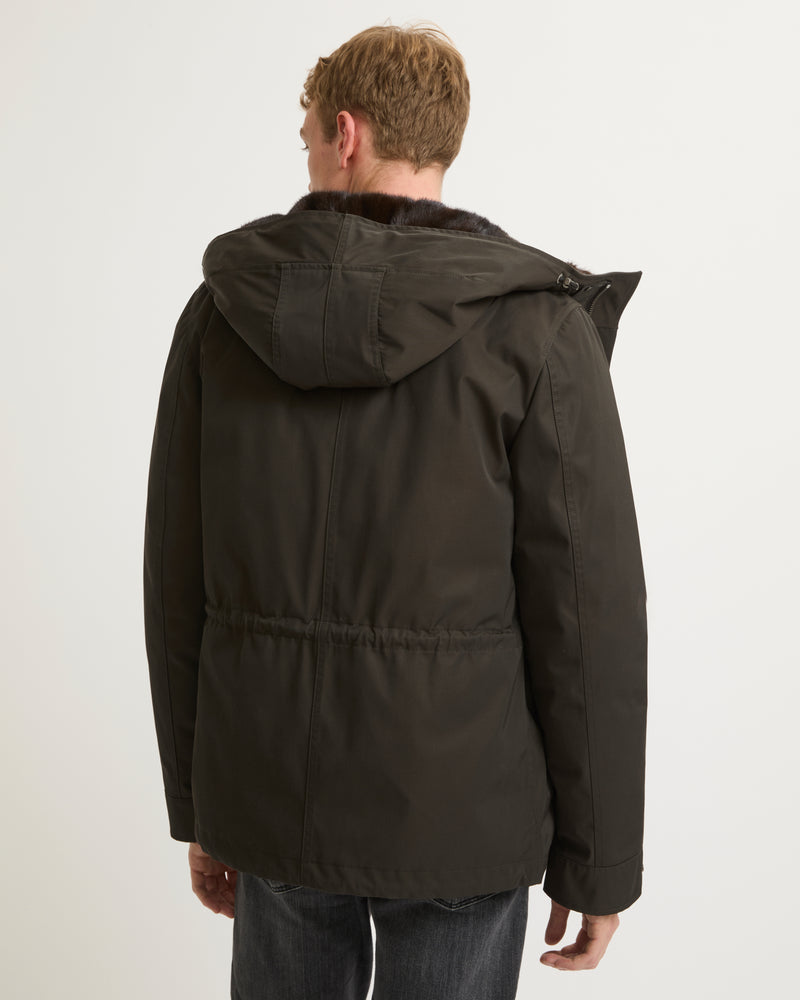 Fitted Parka In Technical Gabardine And Mink - brown - Yves Salomon