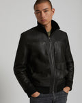 zipped leather and mink jacket