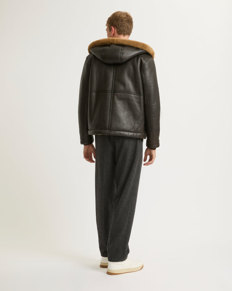 Reversible Shearling Hoodie - brown - Yves Salomon