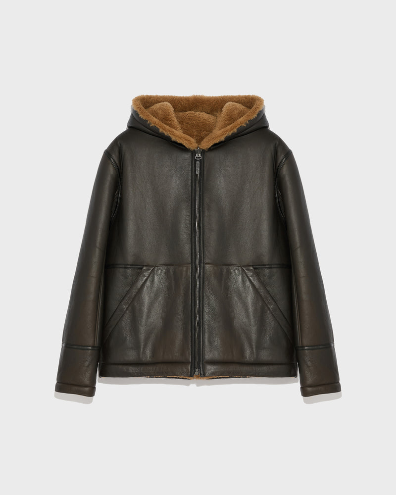 Reversible Shearling Hoodie - brown - Yves Salomon