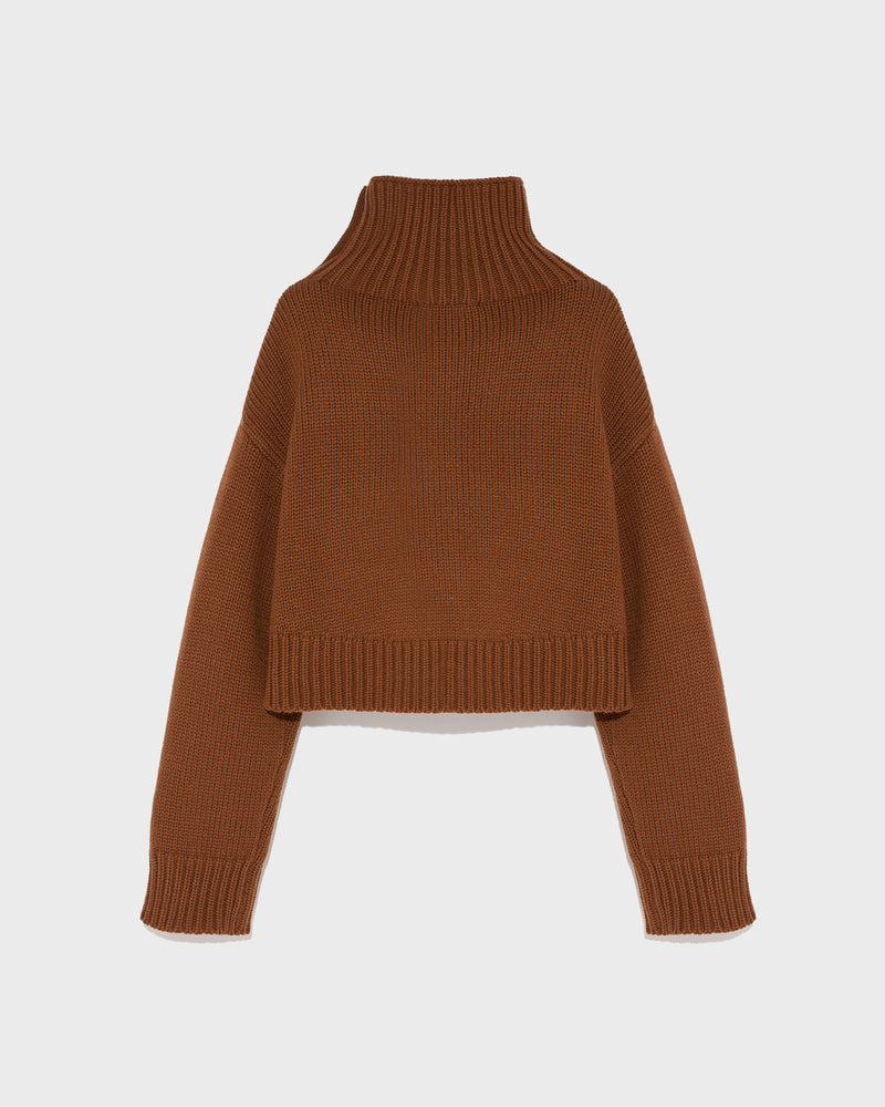 Cropped knit jumper - brown - Yves Salomon