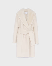 Cashmere wool coat with mink fur collar and facing