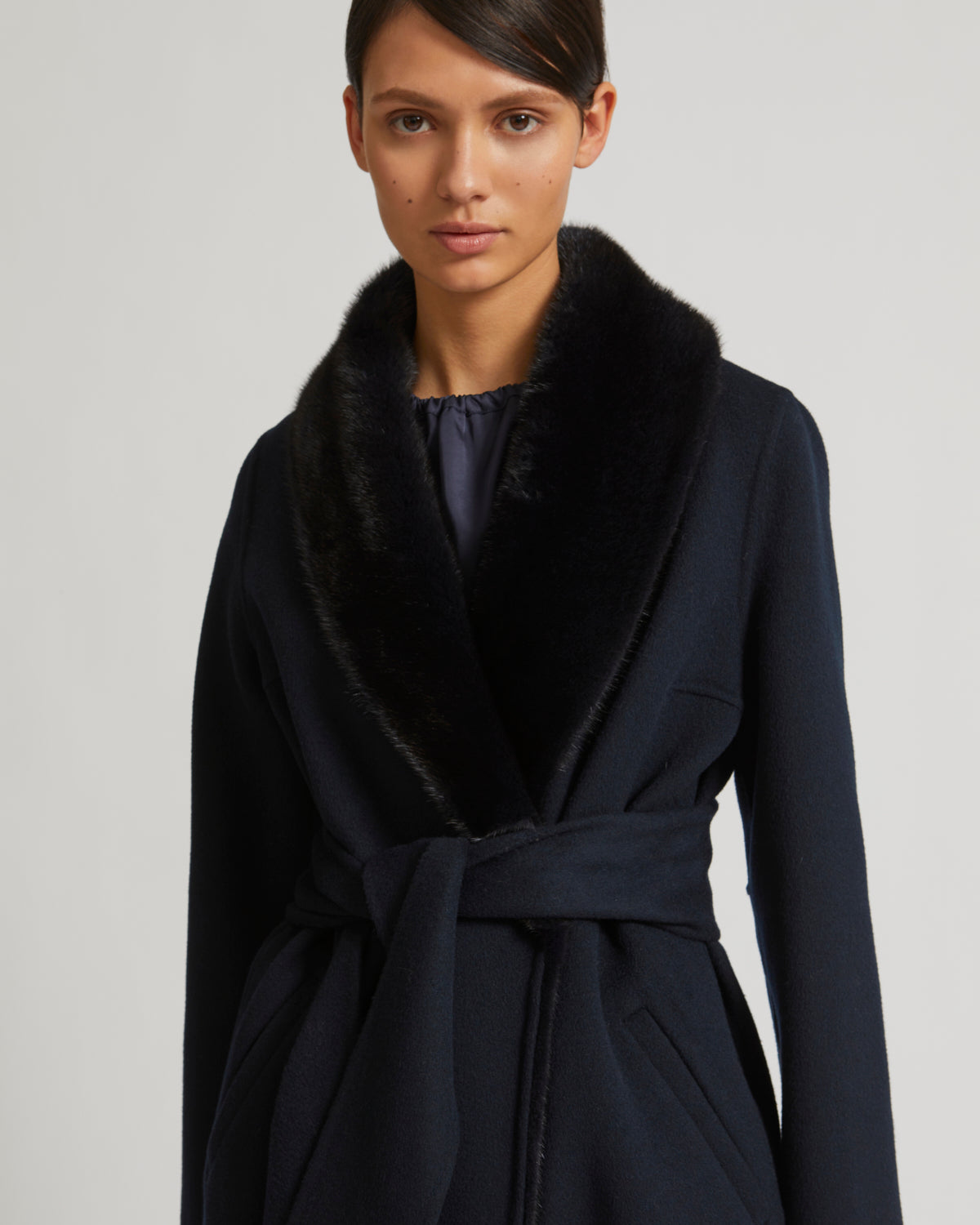 Liz claiborne woven belted heavyweight overcoat sale