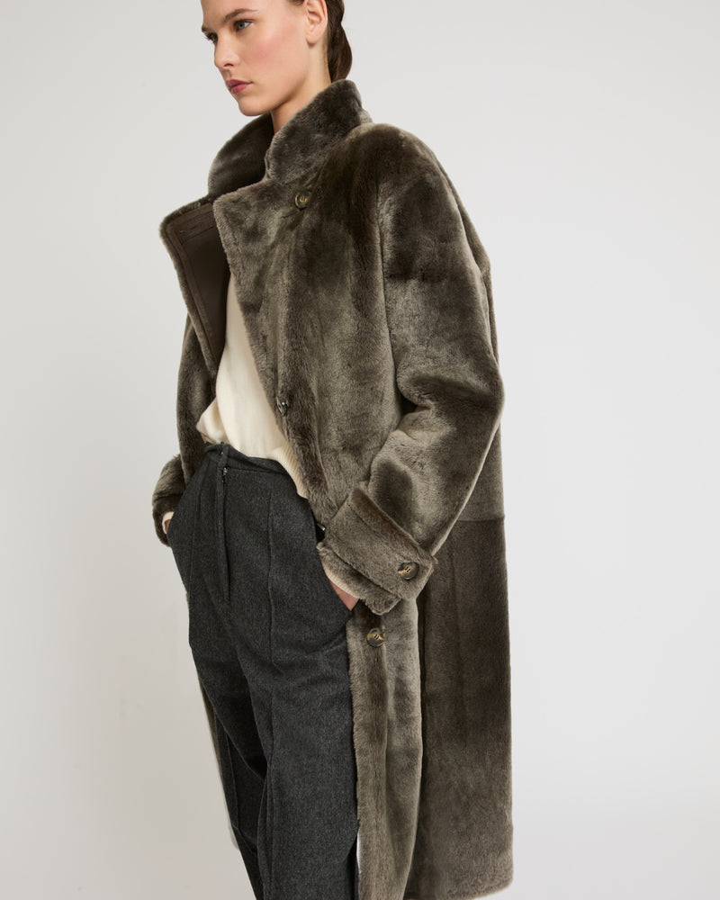 Merino officer coat - grey - Yves Salomon