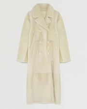 Long double-breasted shearling coat