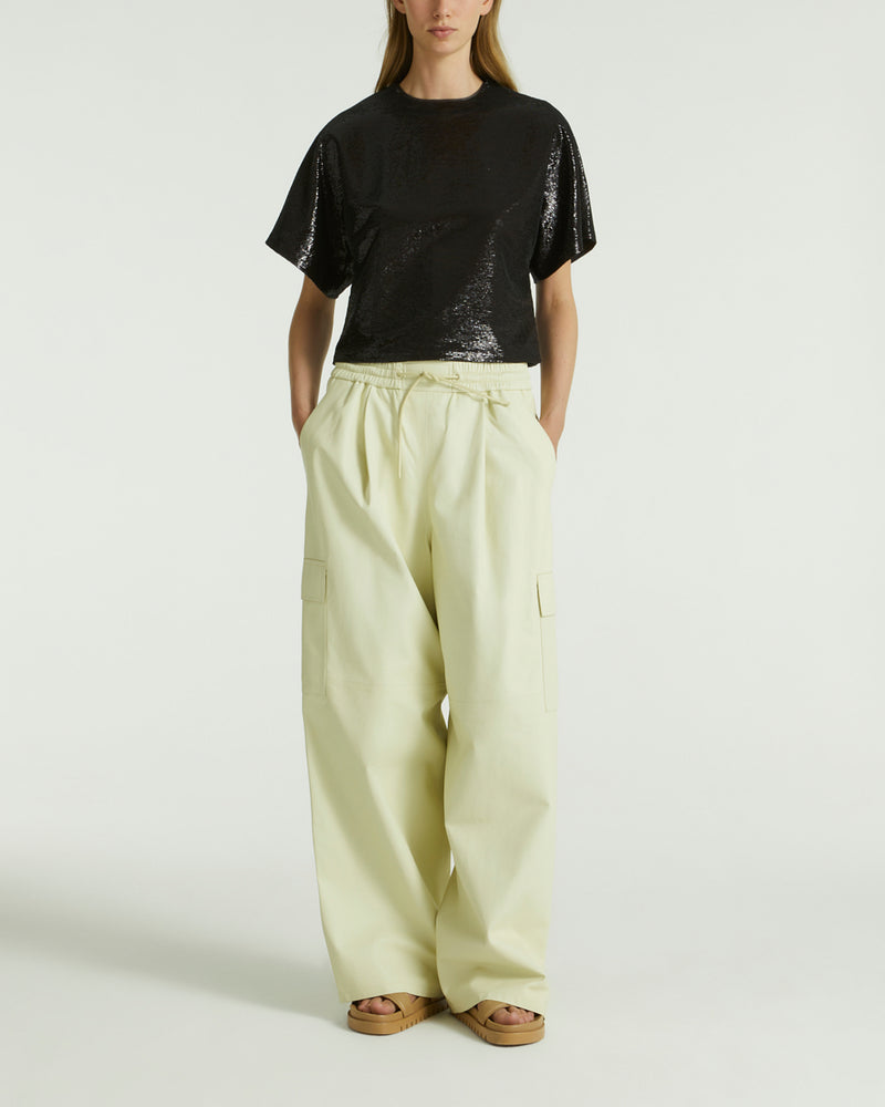 Cargo trousers in lamb leather