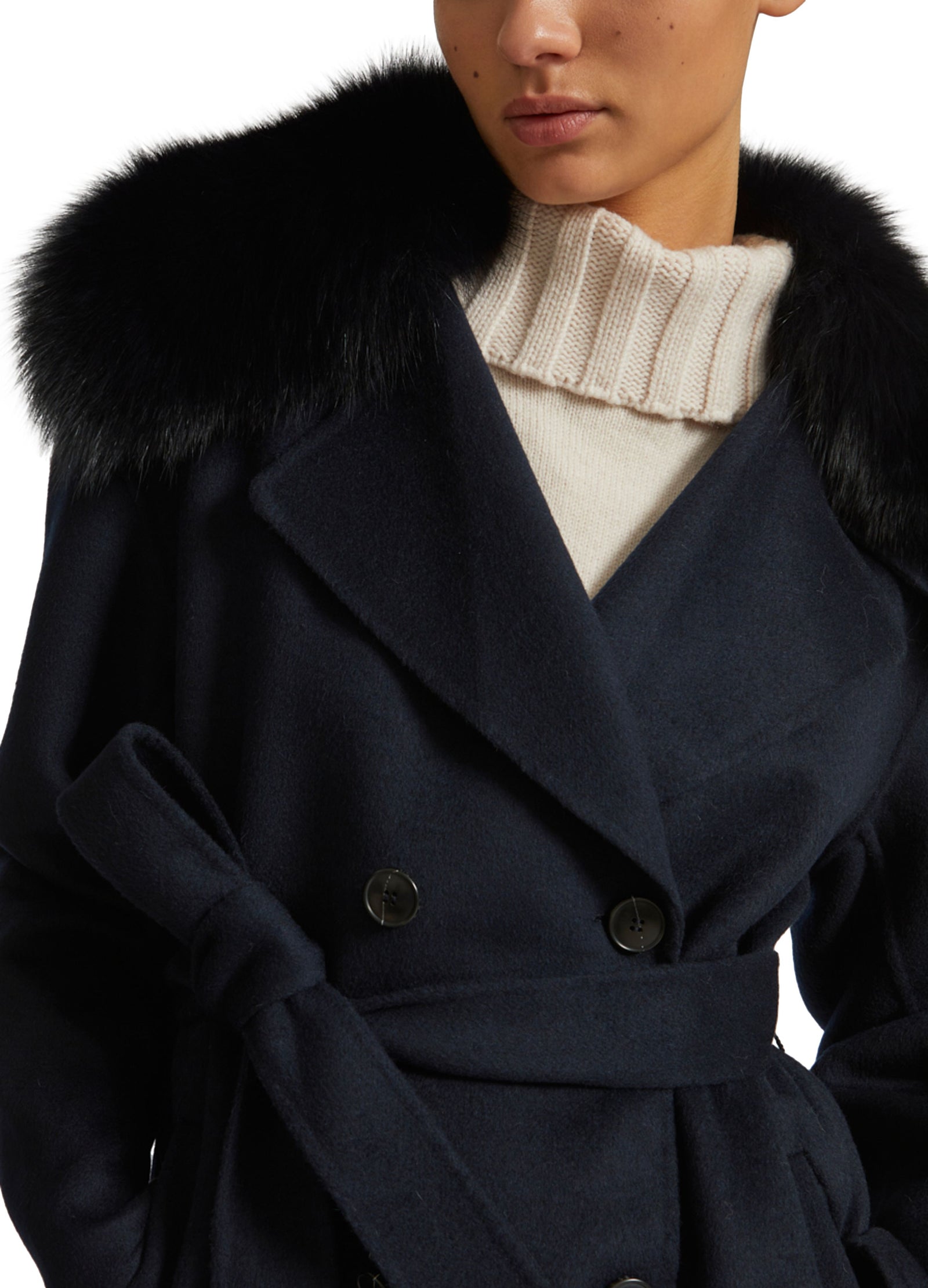 Pea coat with fur collar online