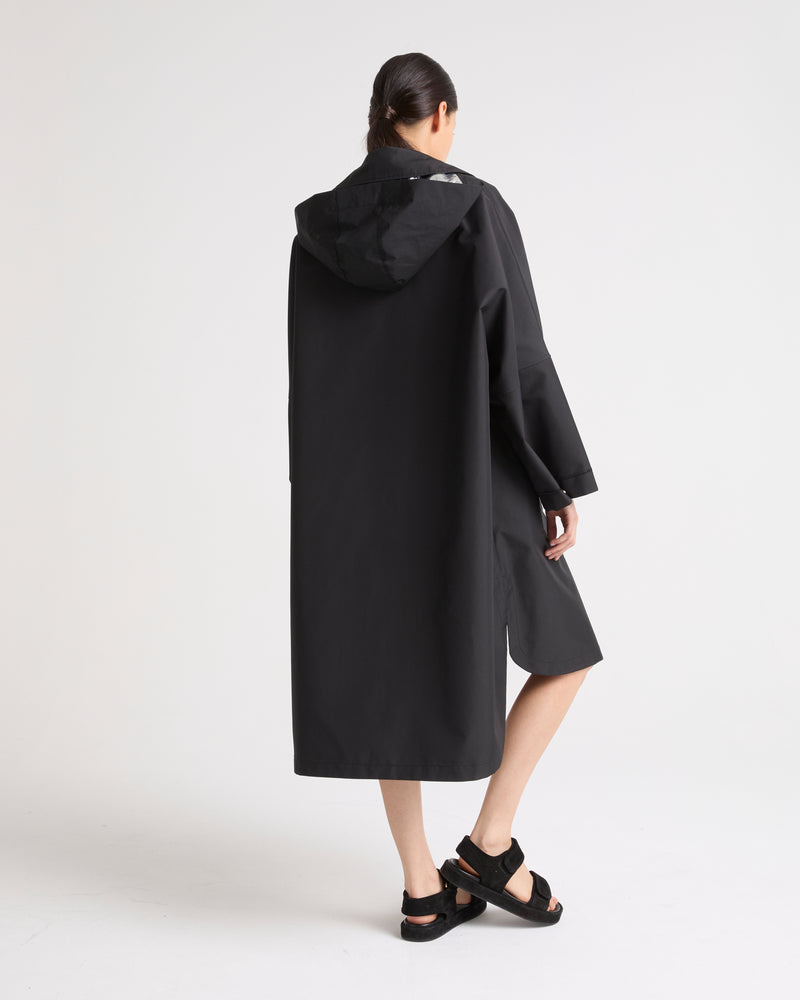 Cape-style parka in technical fabric